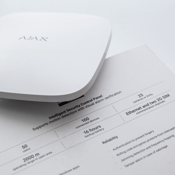 Ajax StarterKit Plus Intruder alarm system control panel Specifications